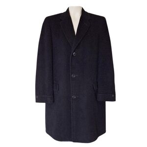 Vintage Ernesto Bellini Mens Black Cashmere Overcoat Old Money Luxury 42